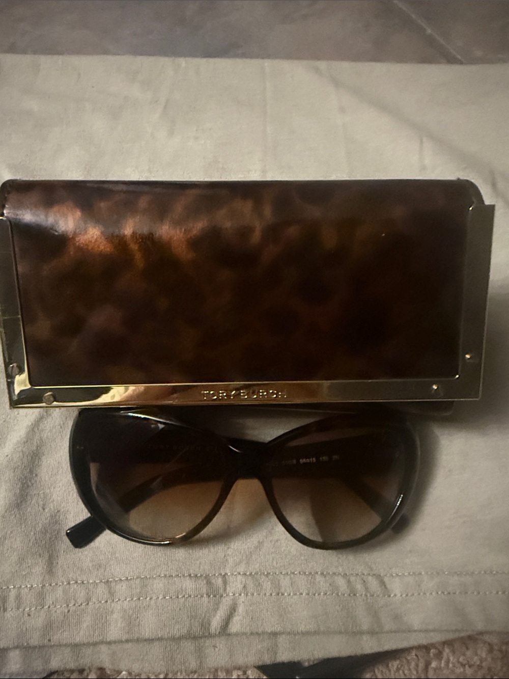 Tory Burch Brown Tortoiseshell Sunglasses with Gold Trim